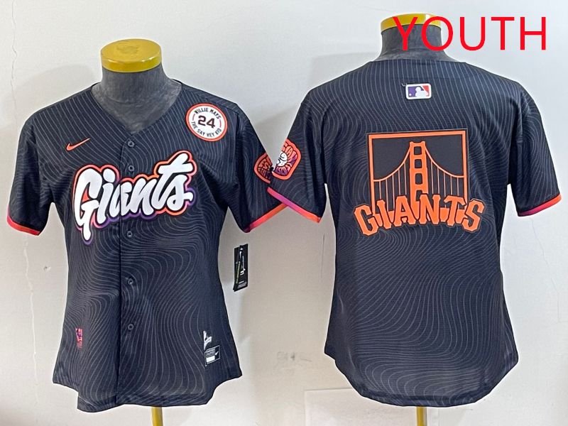 Youth San Francisco Giants Blank Black Second generation Joint Name 2025 Nike MLB Jersey style 7